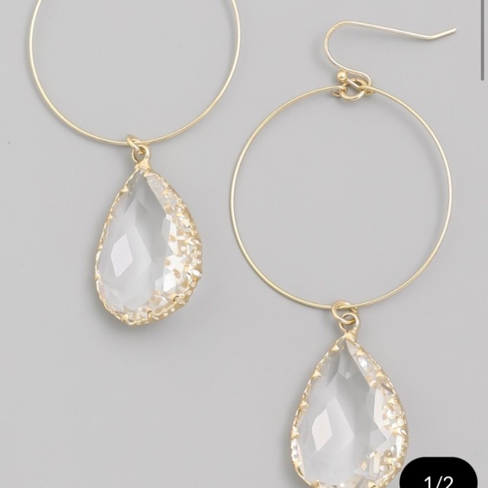 Crystal Teardrop Hoop Earrings